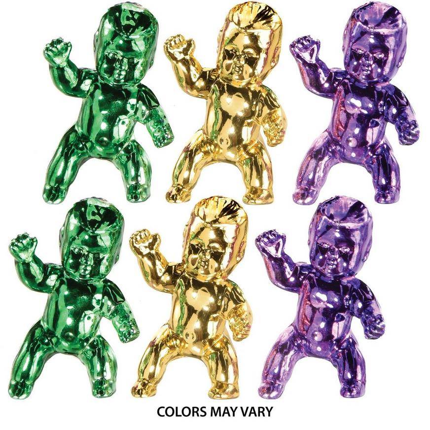 Metallic Purple, Green, Gold Mardi Gras King Cake Babies, 100ct
