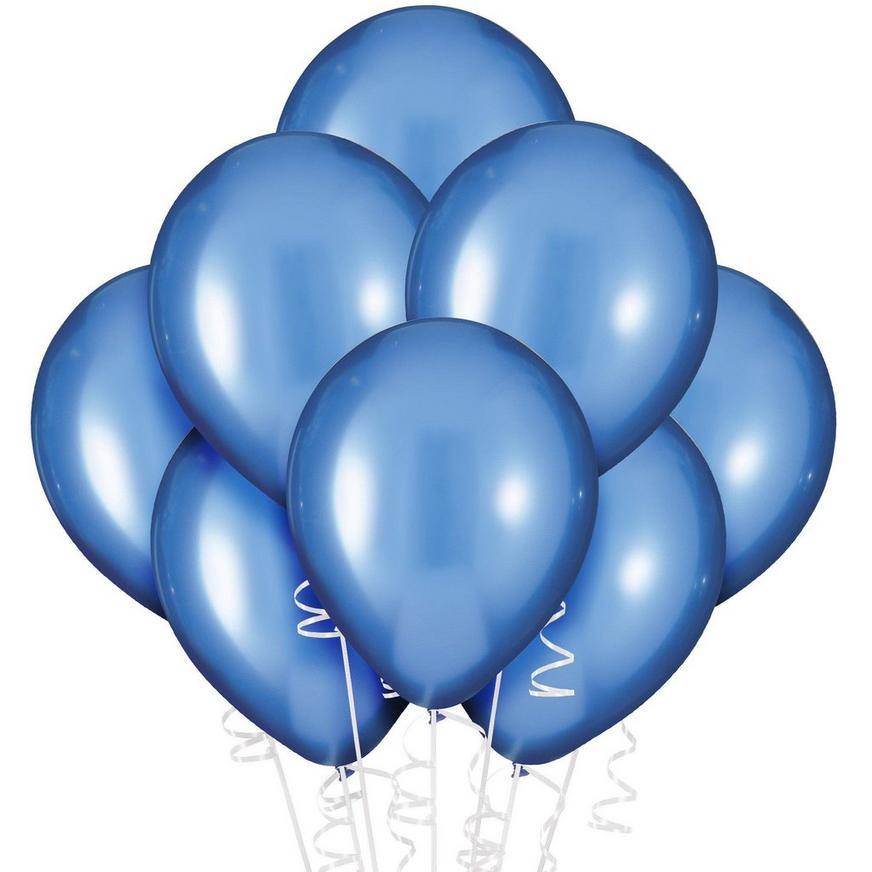 Party City Uninflated Metallic Luxae Azure Premium Latex Balloons, 12 in, Blue (25 ct)