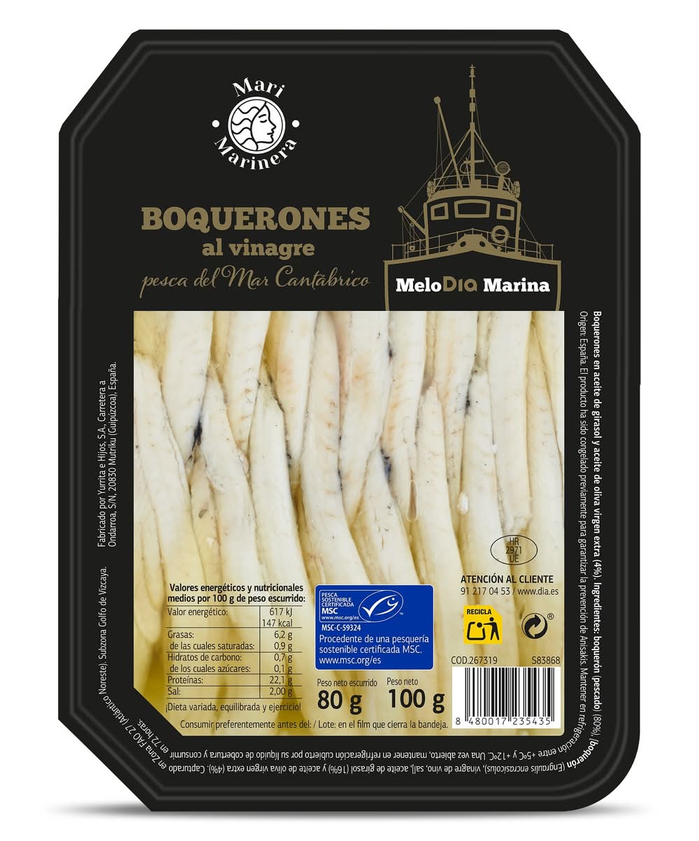 Boquerones En Vinagre Msc Dia Mari Marinera Bandeja 80 G