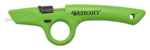 Westcott Safe Edge Finger Loop Ceramic Safety Cutter, Green