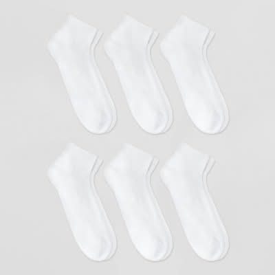 Goodfellow & Co. Arch Support Reinforced Heel & Toe Odor Resistant Quarter Socks, Men, 6-12, White (6 ct)