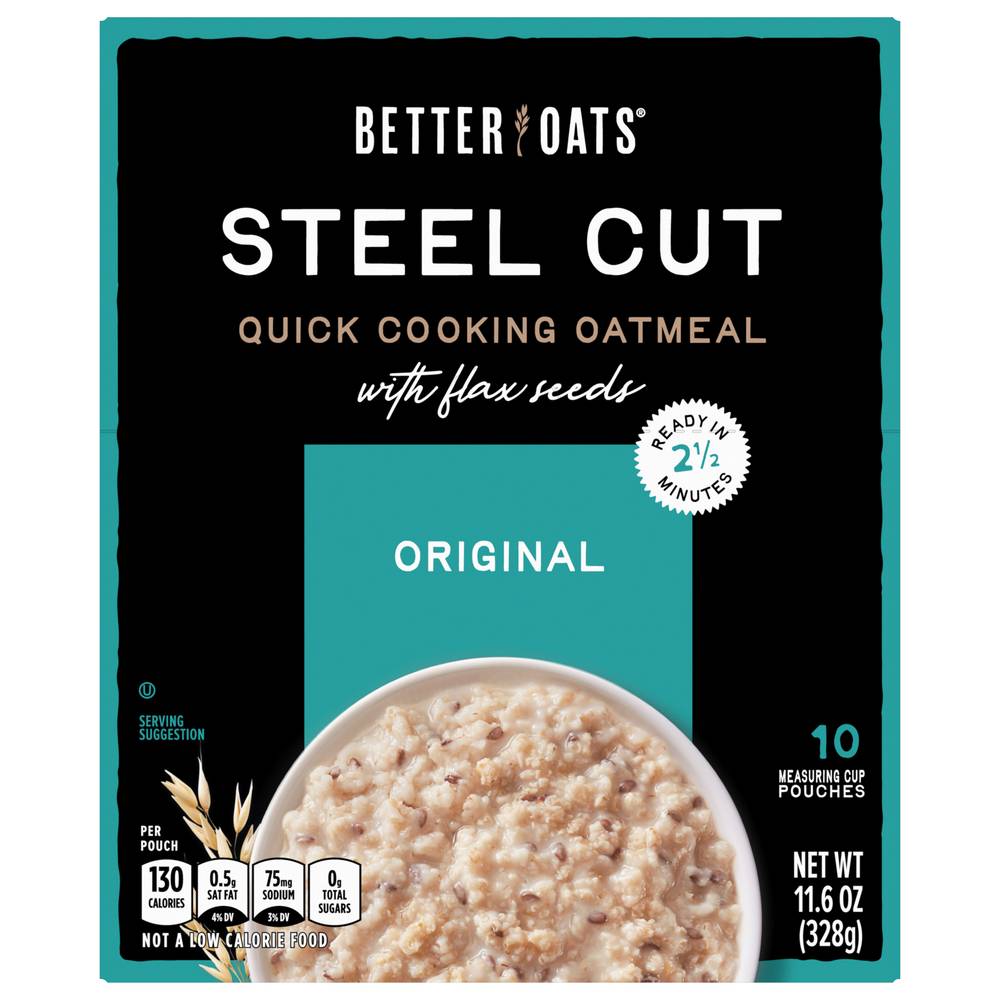 Better Oats Steel Cut Original Instant Oatmeal With Flax Seeds (11.6 oz)