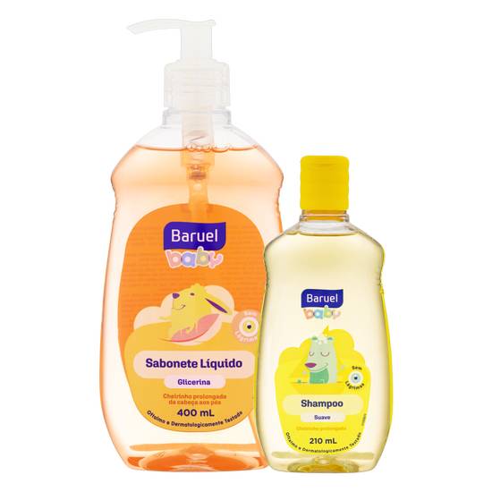 Baruel baby sabonete líquido glicerina + shampoo suave (400ml+210ml)