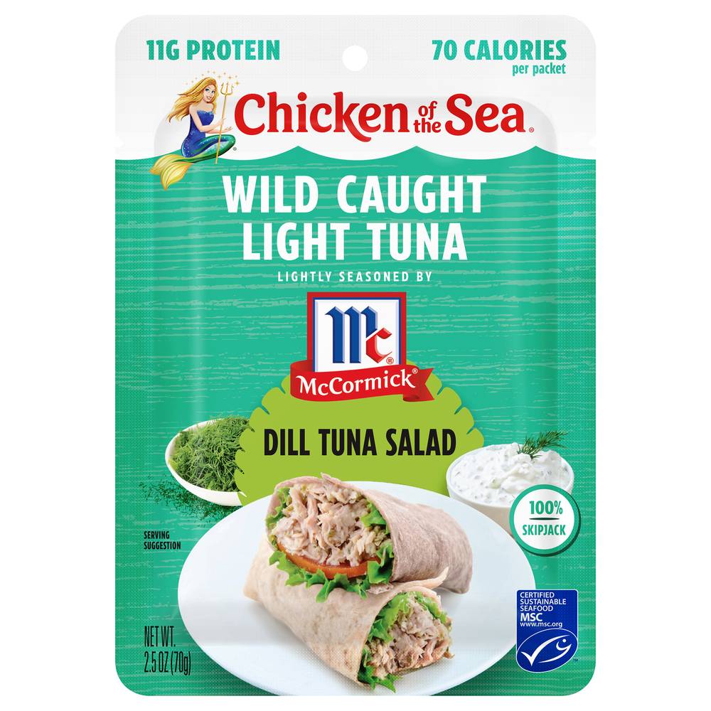 Chicken Of the Sea Wild Caught Light Tuna Lightly Seasoned By Mccormick, Dill Tuna Salad Packet