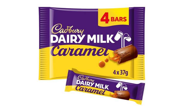 Cadbury Dairy Milk Caramel Chocolate Bar 4 Pack 148g (403829)