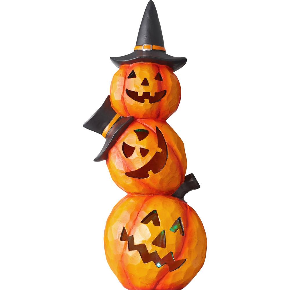 Spooky Village Light-Up Stacked Pumpkins, 14 in
