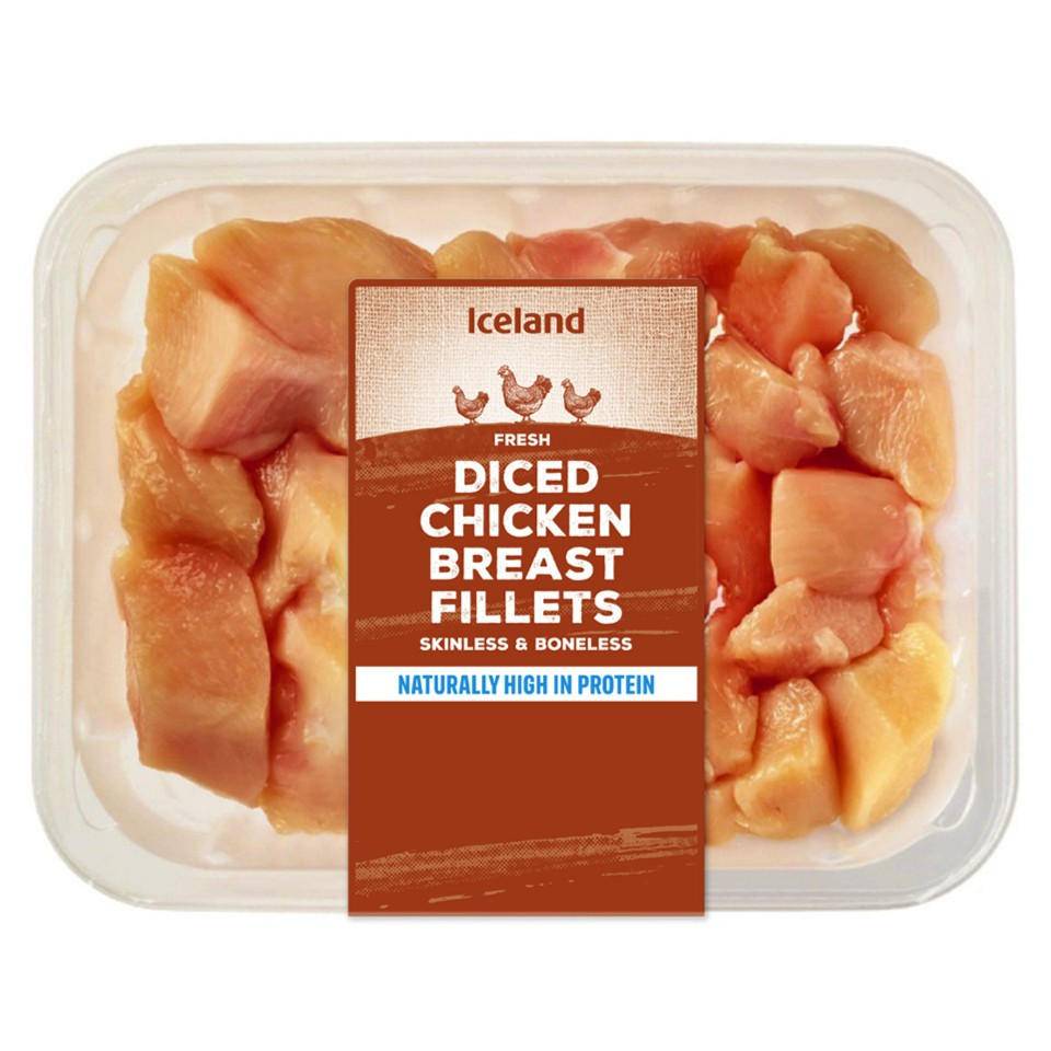 Iceland Skinless and Boneless Fresh Diced Chicken Breast Fillets