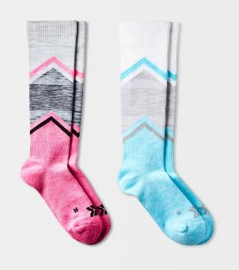 All In Motion Chevron Color Block Compression Knee High Socks, Women, 4-10, White-Gray (2 ct)