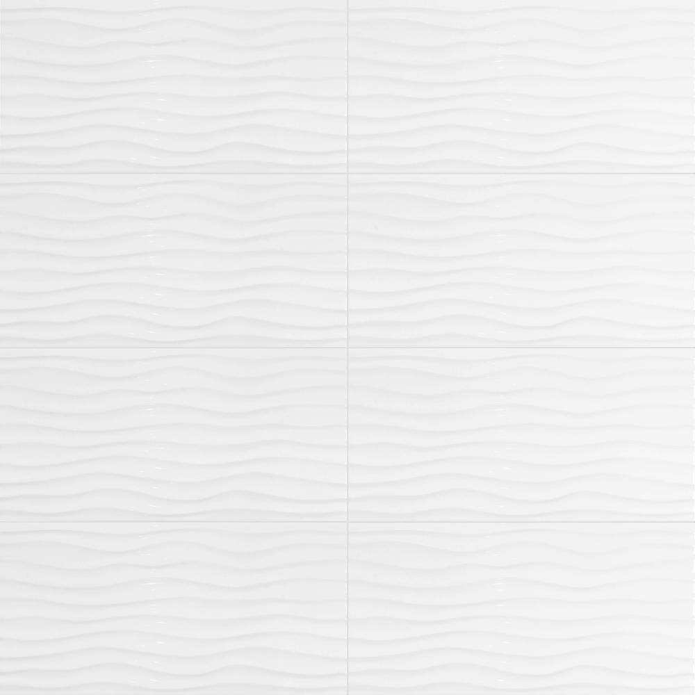 Satori Hudson Brilliant White Motion 12-in x 24-in Glossy Ceramic Wall Tile (1.93-sq. ft/ Piece) | 1001-0207-1