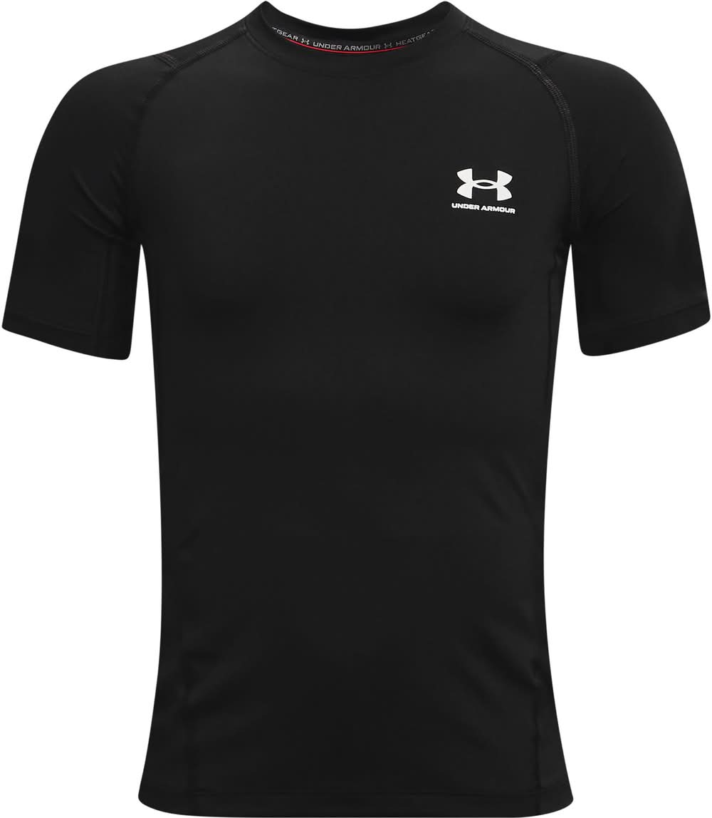 Under Armour Boys' HeatGear Armour Short Sleeve Shirt (Black/White, XS)