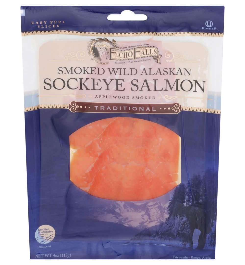 Echo Falls Applewood Smoked Wild Alaska Sockeye Salmon (4 oz)