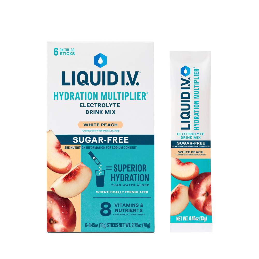 Liquid I.v. Hydration Multiplier - Sugar Free Electrolyte Drink Mix (2.75 oz) (6 ct) ( white peach)