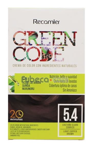 Tinte Green Code Sin Amoniaco Castaño Claro Cobrizo 5.4