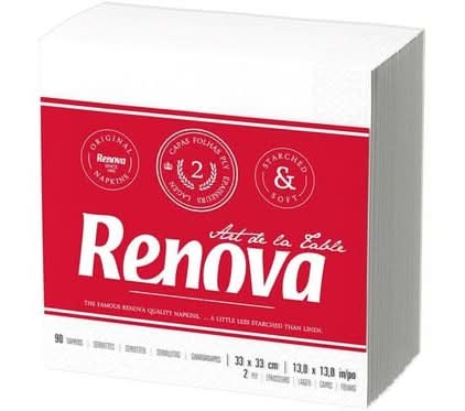 Napkins double-ply Type A Renova White 33X33Cm 90 Units