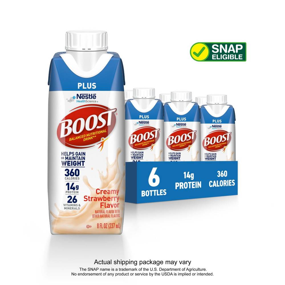 Boost Plus Creamy Nutritional Drink (6 pack, 8 fl oz) (strawberry)