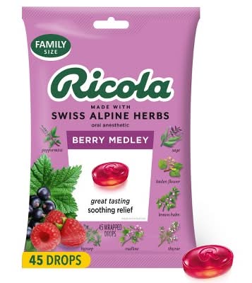 Ricola Oral Anesthetic Cough Drops, Berry Medley (45 ct)