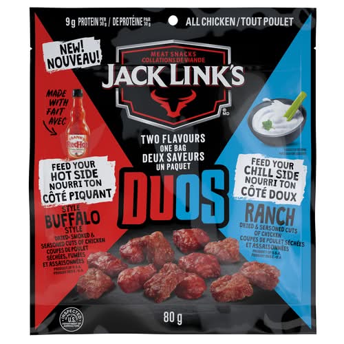 Jack Link#S Duos Franks Hot/Ranch Poulet Séché 80 G / Jack Link#s Duos Franks Hot/Ranch Chicken Jerky 80 g