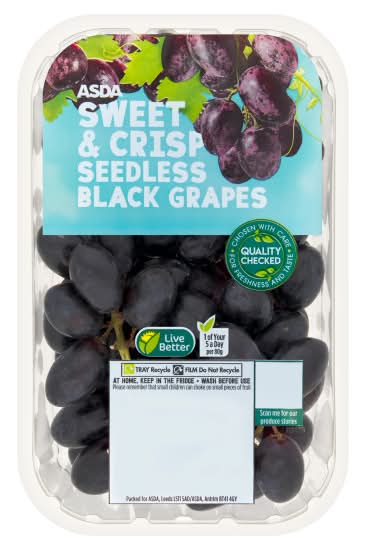 ASDA Sweet & Crisp Seedless Black Grapes (500g)