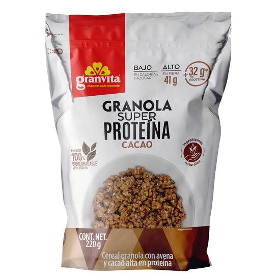 Granvita granola super proteína sabor cacao (doypack 220 g)