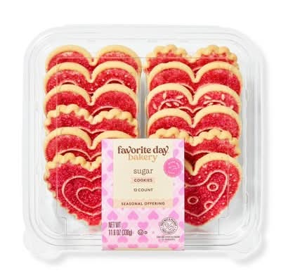 Valentine's Day Heart Shaped Sugar Cookies - 11.6oz/12ct - Favorite Day™