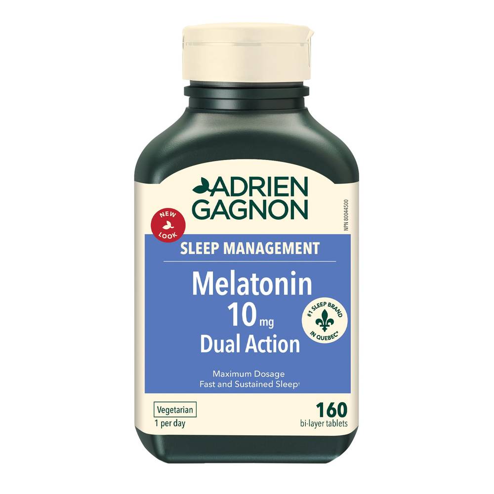 Adrien Gagnon Mélatonine 10 mg double action extra-fort (160 units) -  Melatonin 10 mg double action extra strength (160 units)