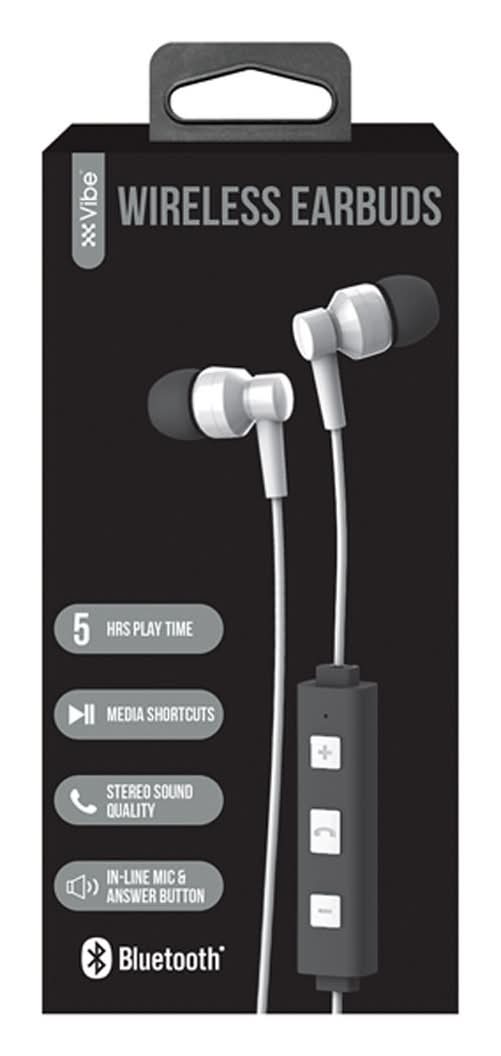 Vibe Bluetooth Wireless Earbuds, White
