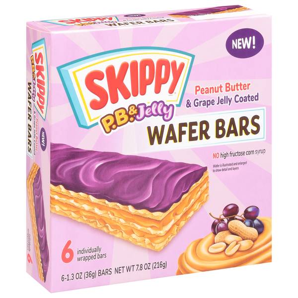 Skippy Wafer Bars, Peanut & Grape Jelly Coated, 6-1.3 oz Bars