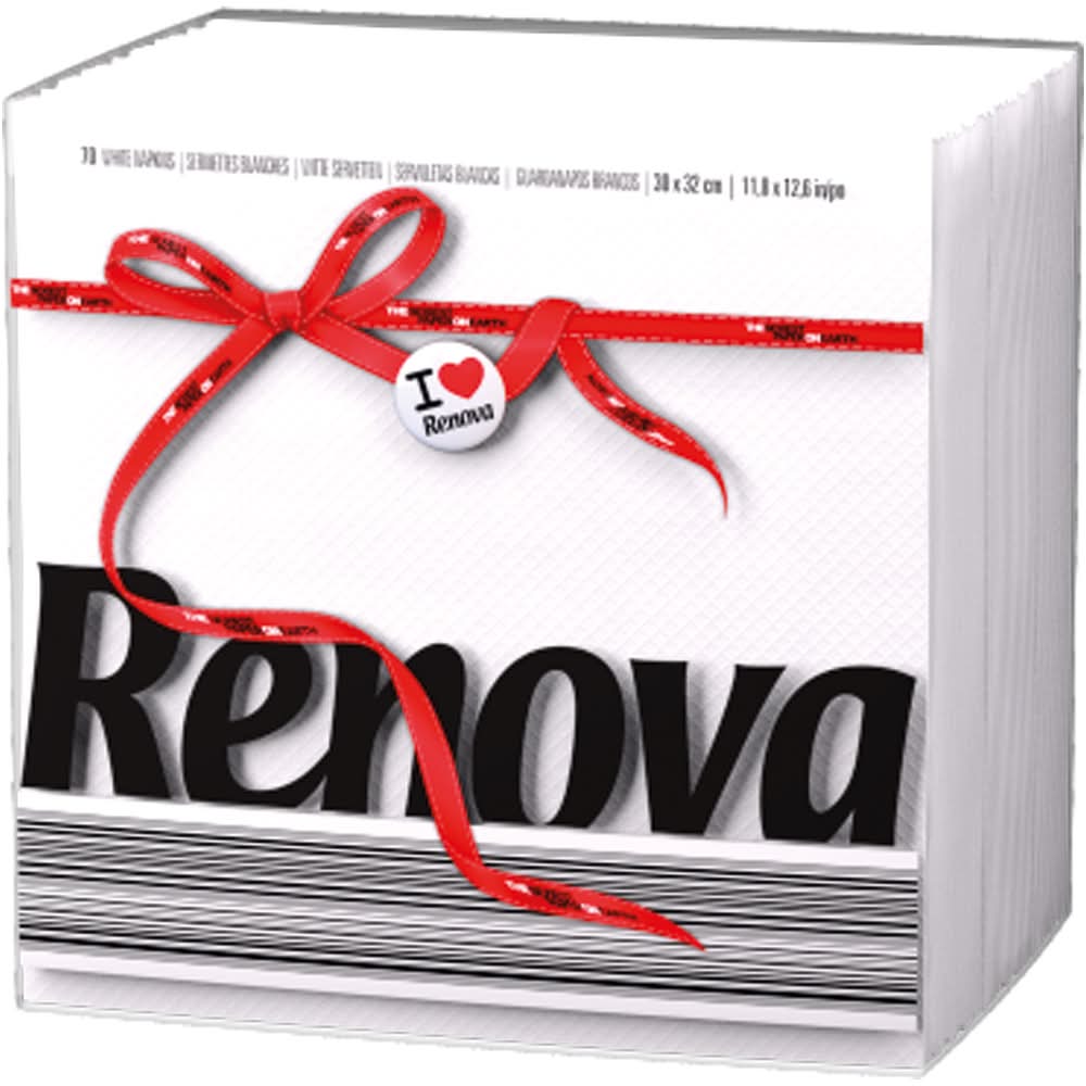 Renova - Guardanapos Red Label 1 folha |Branco, dim: 30x32cm |70 unidades