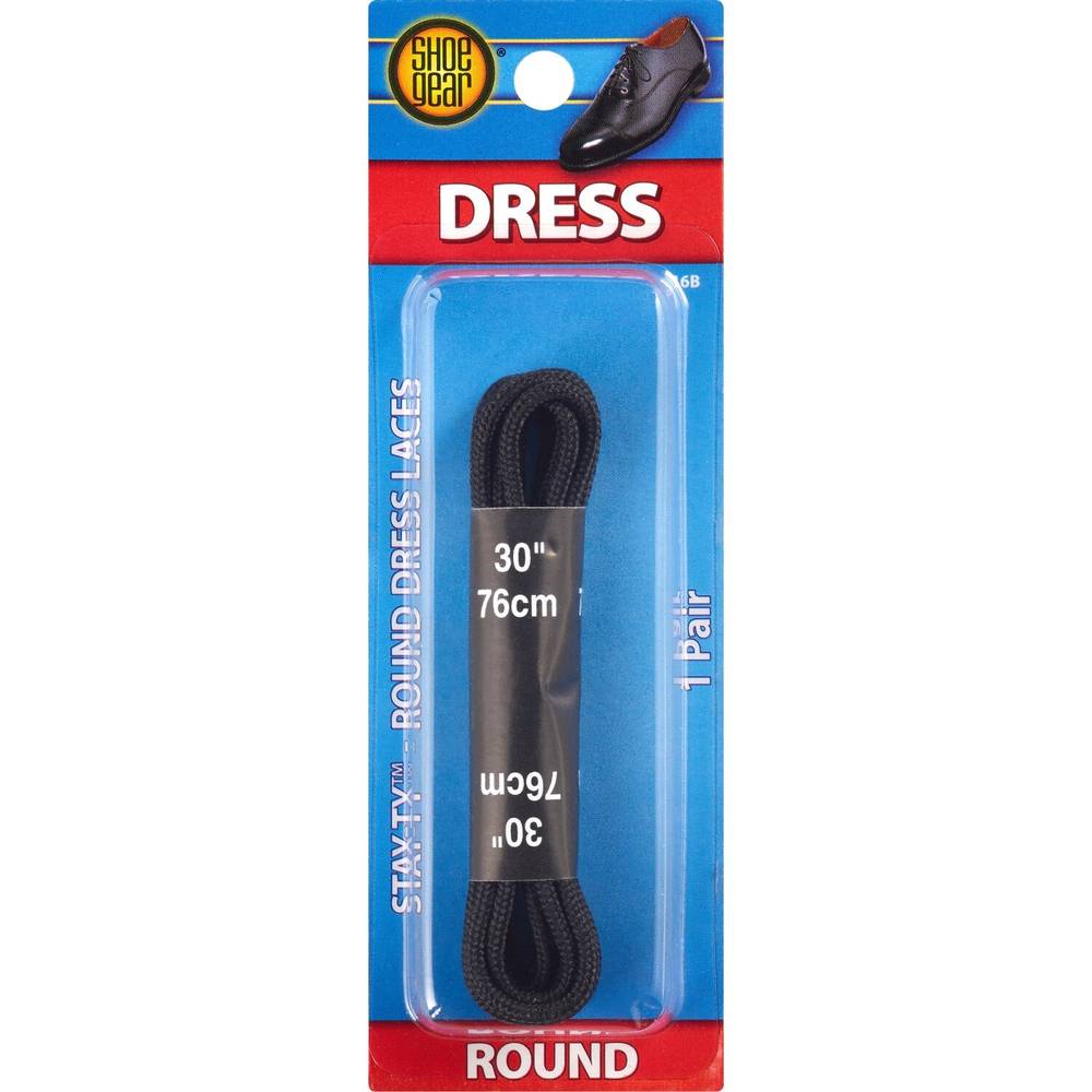 Shoe Gear Round Dress Laces, 30 Inches, Black