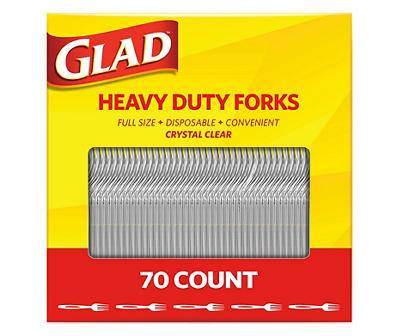 Clear Plastic Heavy Duty Forks, 70-Count