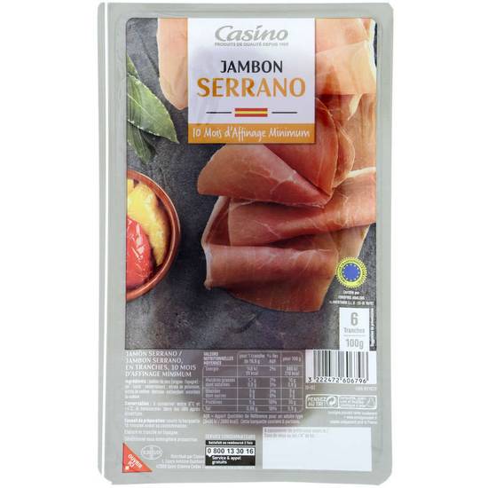 Jambon cru - Serrano  - 6 tranches