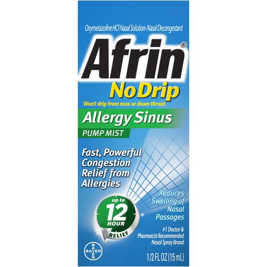 Afrin No Drip Allergy Sinus Pump Nasal Mist, Congestion Relief, 15 mL