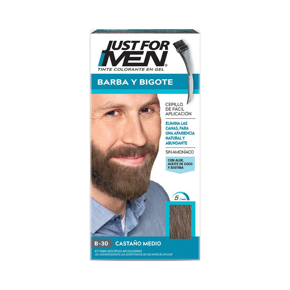 Just For Men · Tinte gel barba y bigote castaño medio b-30 (400 g)