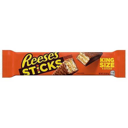 Reese's Sticks Candy Bar, King Size Pack Milk Chocolate, Peanut Butter and Crisp Wafers, King Size - 0.75 oz x 4 pack