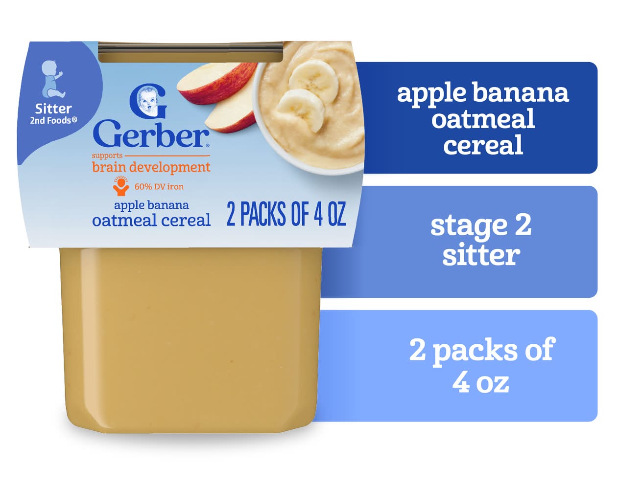Gerber 2Nd Foods Apple Banana With Oatmeal Cereal (8 oz)