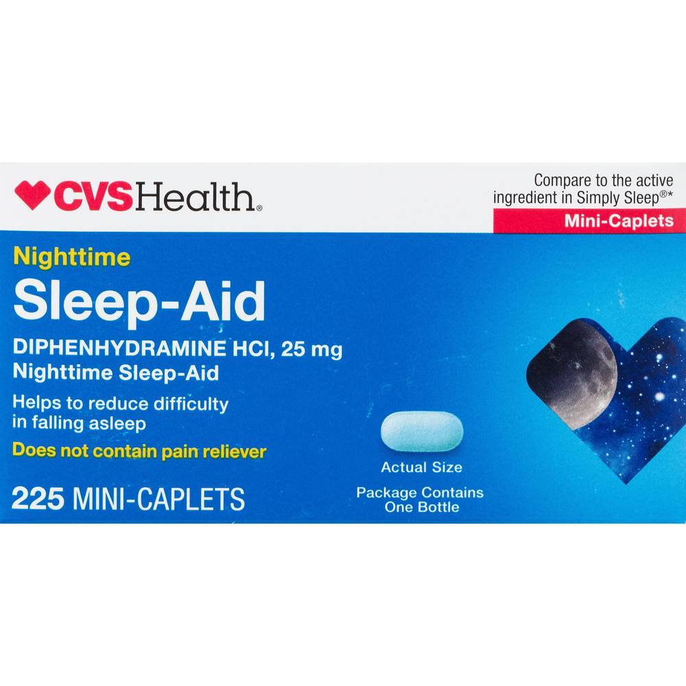 CVS Health Nighttime Sleed Aid Mini 25MG Caplets, 225 CT