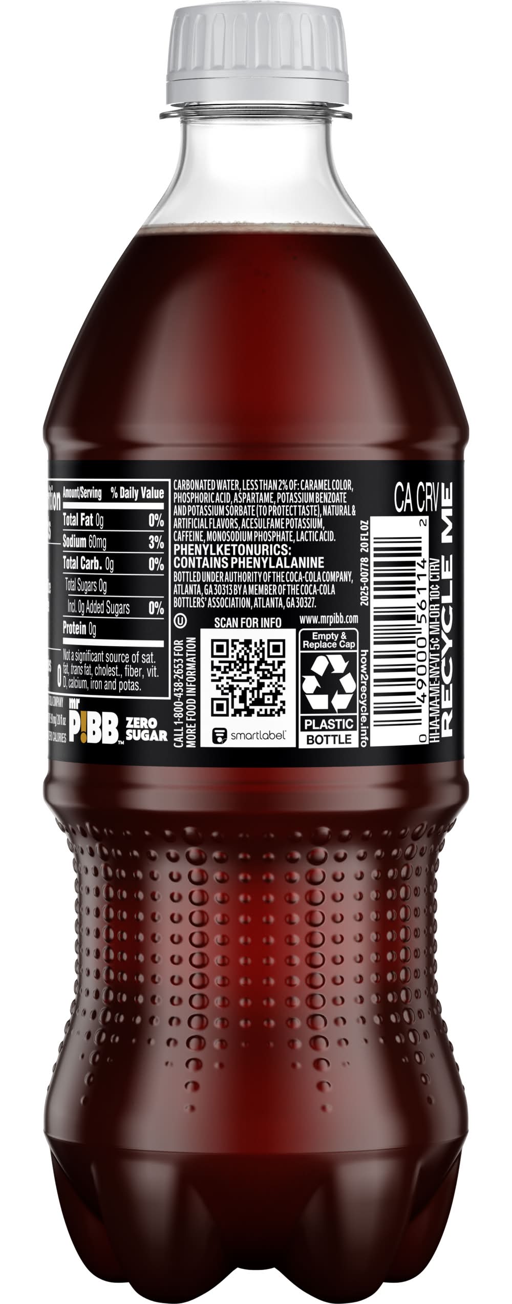 Mr. Pibb Zero Sugar Soda, Cherry (20 fl oz)