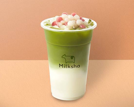 圓仔玄米抹茶拿鐵 Genmai Matcha Milk Tea with Tangyuan