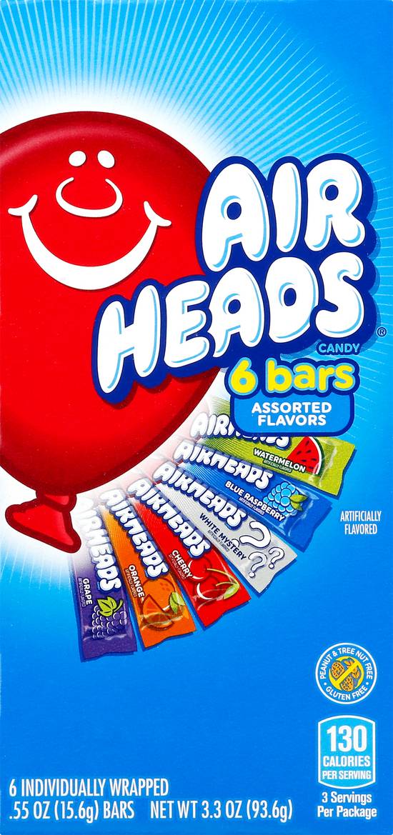 Airheads Assorted Flavors Chewy Candy Bar (6 ct)