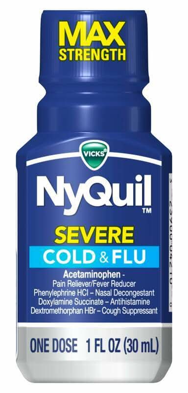Vicks NyQuil Severe Cold Flu Liquid Bottle 1oz