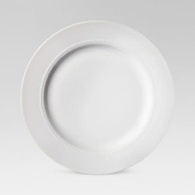Threshold Porcelain Beaded Rim Dinner Plate, 11" , White