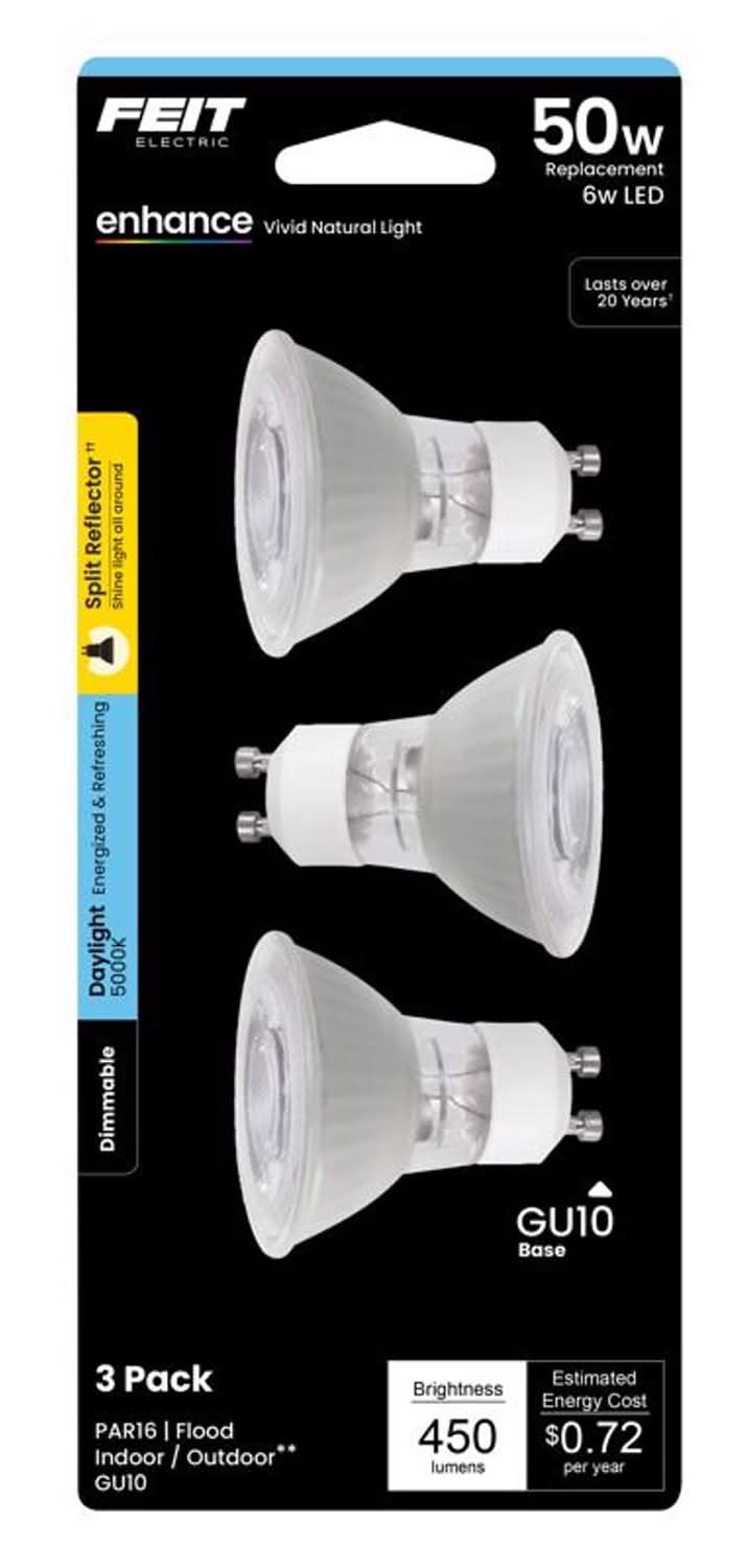 Feit Enhance Mr16 Gu10 Led Bulb Daylight 50 Watt Equivalence 3 Pk