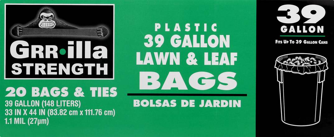 Grrilla Strength - Grrilla Strength 39 gl Plastic Lawn & Leaf Bags (60  count)