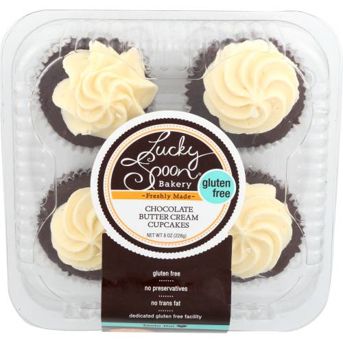 Lucky Spoon Bakery Gluten Free Chocolate Buttercream Cupcakes 4 Count