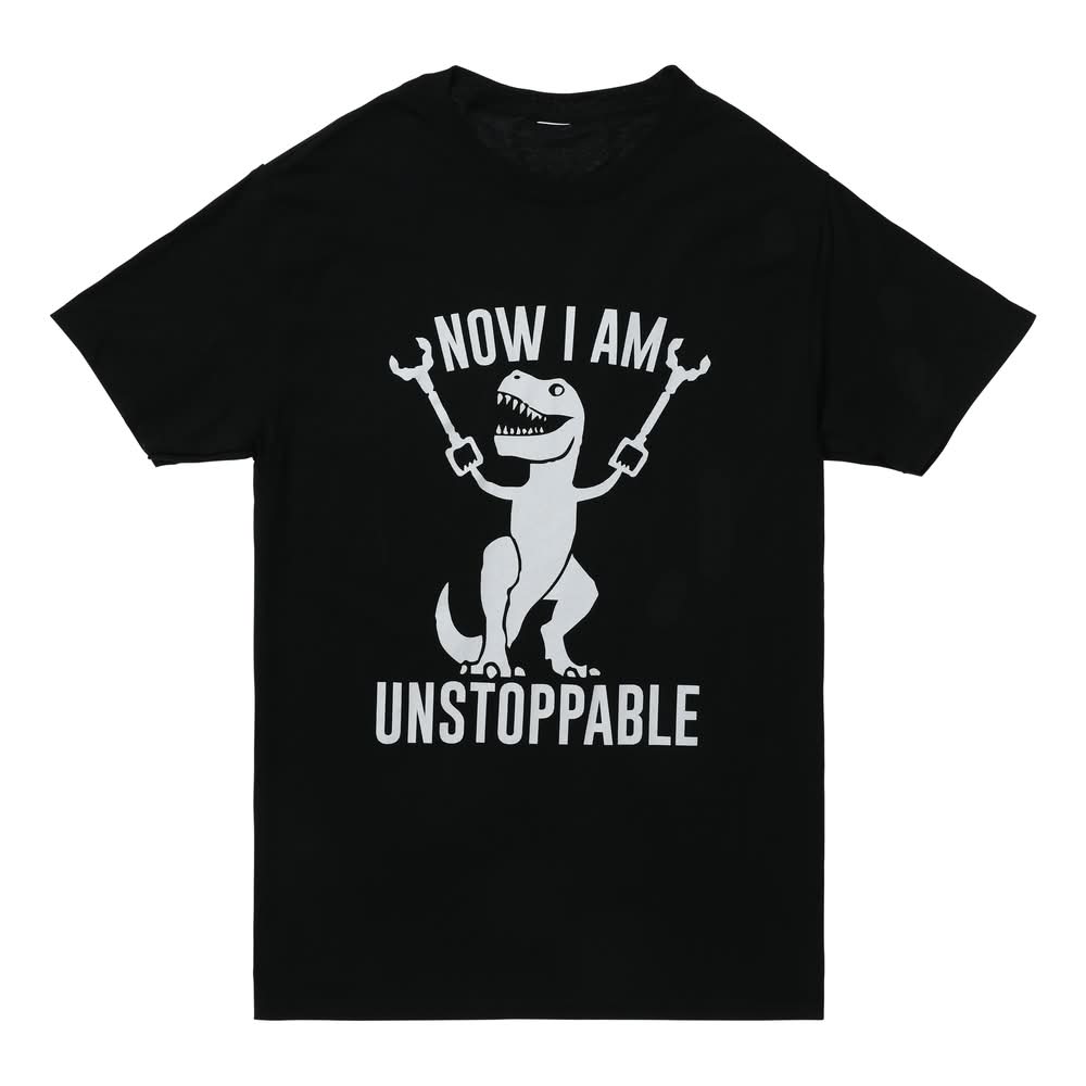 'Now I Am Unstoppable' T-Rex Graphic Tee Large Black