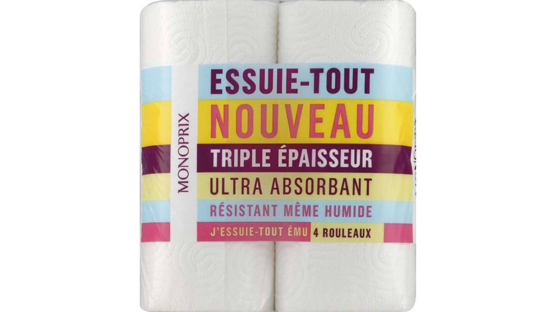 Monoprix Essuie-tout triple épaisseur ultra absorbant Les 4 rouleaux