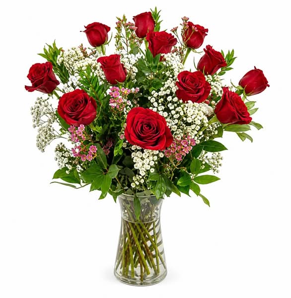 Floral Mother's Day Dozen Rose Vase Arrangement