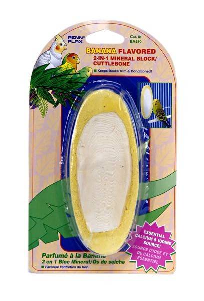 Penn Plax 2-in-1 Banana Flavor Mineral Block/Cuttlebone