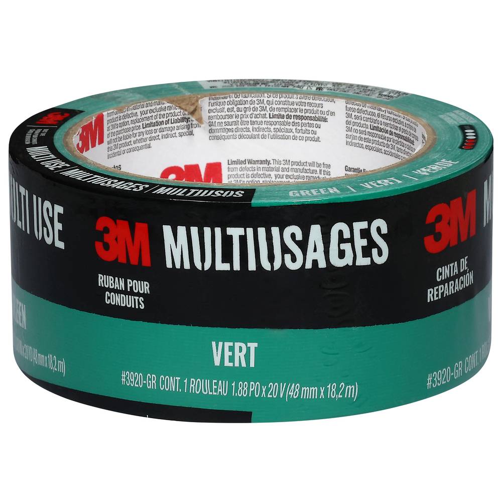 3M 3929-Gr Multi Usages Duct Tape, 48 mm x 18.2m, Vert