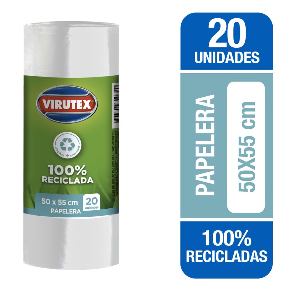 Virutex · Bolsas de basura para papelera - 50x55 cm - Blanco (20 un)